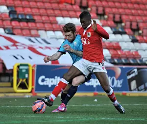 Bristol City V AFC Telford Prints: Intense FA Cup Clash: A Battle for the Ball - Kyle Brownhill vs Kieran Agard