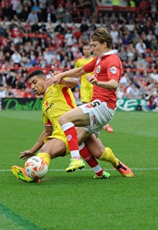 Bristol City V MK Dons Prints: Intense Football Rivalry: Carruthers vs. Freeman - Battle at Ashton Gate