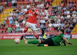 Bristol City V Scunthorpe Prints: Intense Football Rivalry: Wade Elliott vs Niall Canavan at Ashton Gate