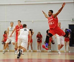 Images Dated 6th December 2014: Intense Moment: Dwayne Lautier-Ogunleye's Game-Changing Block in Basketball - Bristol Flyers vs