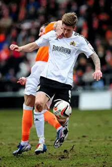 Black Pool Prints: Intense Moment: Jon Stead vs Kirk Broadfoot Clash in Bristol City vs Blackpool Npower Championship Match