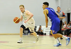 Bristol Flyers V Plymouth Raiders Prints: Intense Moment: Josh Wilcher Drives Forward in Bristol Flyers vs