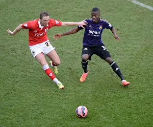 Bristol City V West Ham Prints: Intense Moment: Luke Ayling and Enner Valencia Battle for Possession during Bristol City vs