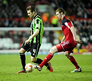 Bristol City V Brighton And Hove Albion Prints: Intense Moment: Pearson Chases Down Hammond at Ashton Gate - Bristol City vs Brighton and Hove Albion