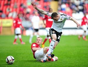 Images Dated 4th May 2013: Intense Moment: Solly Stops Anderson's Charge in Charlton Athletic vs