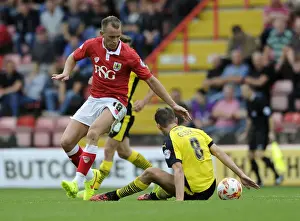 Bristol City V Colchester United Prints: Intense Moment: Wilbraham Chases Down Gilbey in Bristol City vs Colchester United