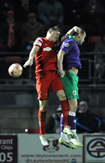 Framed Print : Intense Moment: Wilbraham vs. Lowry - Leyton Orient vs. Bristol City, Sky Bet League One (03 / 03 / 2015)