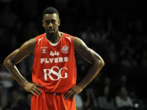 Worcester Wolves V Bristol Flyers BBL Cup Prints: Intense Rivalry: Alif Bland of the Bristol Flyers Faces Off Against Worcester Wolves in British Basketball League Cup