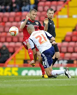 Bristol City V Bolton Wanderers Prints: Intense Rivalry: A Battle for Championship Control - Liam Kelly vs Darren Pratley (Bristol City vs Bolton Wanderers)