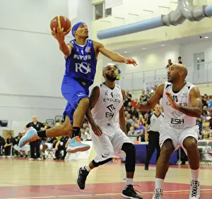 Bristol Flyers V Newcastle Eagles Prints: Intense Rivalry: Flyers vs. Eagles Basketball Showdown at SGS Wise Campus