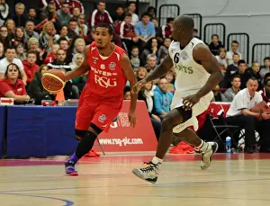 Bristol Flyers V Manchester Giants Prints: Intense Rivalry: Flyers vs Giants Basketball Showdown at SGS Wise Campus (Dec 2014) - Dwayne Lautier-Ogunleye in Action