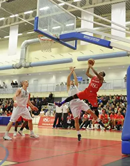 Bristol Flyers V Manchester Giants Prints: Intense Rivalry: Flyers vs Giants Basketball Showdown at SGS Wise Campus (December 2014)