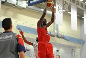 Bristol Flyers V Plymouth Raiders BBL Cup Prints: Intense Rivalry: Flyers vs. Raiders in BBL Cup - A Foul Play Moment