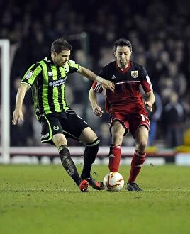 Bristol City V Brighton and Hove Albion Collection: Intense Rivalry: A Football Battle - Cole Skuse vs Dean Hammond