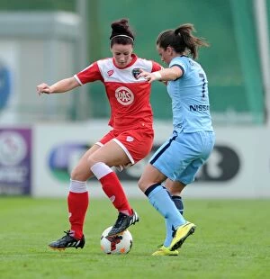 Images Dated 28th September 2014: Intense Rivalry: Jasmine Matthews vs Krystle Johnston - A Pivotal Moment in WSL Action