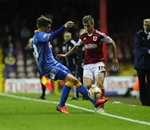 Framed Print : Intense Rivalry: Joe Bryan vs. Adam Reach Battle on the Pitch - Bristol City vs. Shrewsbury Town, Football League One Framed Print : Intense Rivalry: Joe Bryan vs. Adam Reach Battle on the Pitch - Bristol City vs. Shrewsbury Town, Football League One