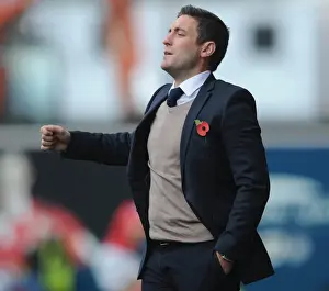 Bristol City V Oldham Prints: Intense Rivalry: Lee Johnson's Emotional Moment during Bristol City vs Oldham Athletic