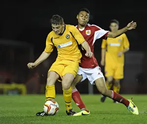 Bristol City U18s V Newport County U18s Prints: Intense Rivalry: Marley Bishop vs Ross Findlay in the Youth Cup Match at Ashton Gate