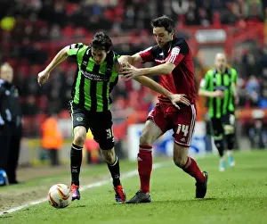 Bristol City V Brighton And Hove Albion Prints: Intense Rivalry on the Pitch: Cole Skuse vs Matthew Upson Clash at Ashton Gate
