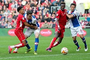 Images Dated 22nd October 2016: Intense Rivalry: Players Clash in Bristol City vs. Blackburn Rovers Championship Match