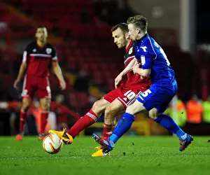Bristol City V Birmingham City Prints: Intense Rivalry: Wade Elliott Chases Down Liam Kelly in Bristol City vs Birmingham City Football Match