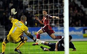 Images Dated 10th August 2010: Ivan Sproule Scores for Bristol City against Southend United in Carling Cup Match, August 2010