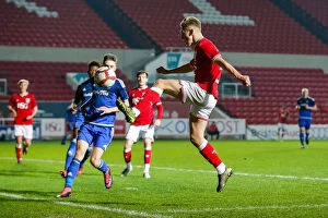 Images Dated 14th December 2015: Jake Andrews Crosses in FA Youth Cup Action: Bristol City U18 vs Cardiff City U18 at Ashton Gate