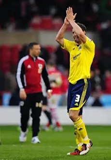 Nottingham Forest V Bristol City Prints: Jamie McAllister Appreciates Bristol City Fans at Nottingham Forest (07.04.2012)