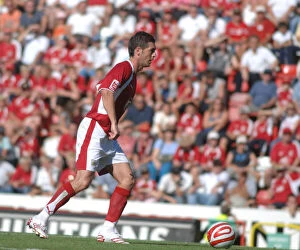 Images Dated 25th August 2007: Jamie McAllister's Intense Battle: Bristol City vs Scunthorpe United