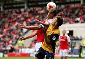 Rotherham V Bristol City Prints: Jamie Paterson Battles for a Header: Rotherham United vs