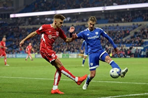 Images Dated 14th October 2016: Jamie Paterson Crosses for Bristol City at Cardiff Stadium, Sky Bet Championship (14/10/2016)