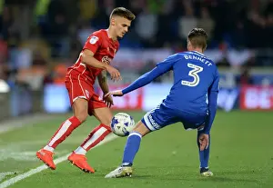 Framed Print : Jamie Paterson vs Joe Bennett Clash: Cardiff City vs Bristol City Championship Showdown Framed Print : Jamie Paterson vs Joe Bennett Clash: Cardiff City vs Bristol City Championship Showdown