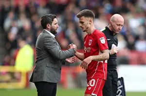 Framed Print : Jamie Paterson's Farewell: Lee Johnson Consoles Him After Substitution (Bristol City vs. Queens Park Rangers, 2017)
