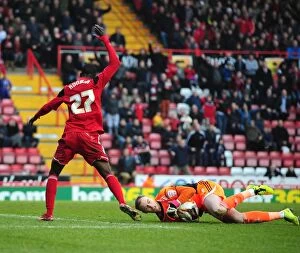 Images Dated 9th March 2013: Jason Steele Saves Albert Adomah Goal: Thrilling Moment from Bristol City vs Middlesbrough