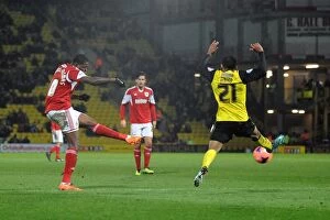 Images Dated 14th January 2014: Jay Emmanuel-Thomas Aims for Goal: Watford vs. Bristol City FA Cup Replay