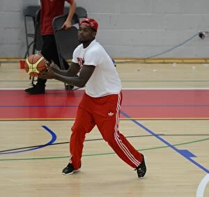 Images Dated 11th September 2014: Jay Emmanuel-Thomas of Bristol City FC Joins Post-Match Basketball Game