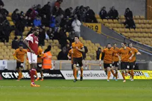 Framed Print : Jay Emmanuel-Thomas Disappointment: Wolves Celebrate Goal Against Bristol City (League One) Framed Print : Jay Emmanuel-Thomas Disappointment: Wolves Celebrate Goal Against Bristol City (League One)
