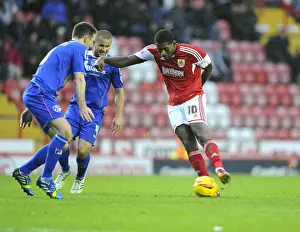 Bristol City V Oldham Athletic Prints: Jay Emmanuel-Thomas Shoots for Bristol City Against Oldham Athletic