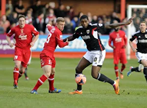 Jay Emmanuel-Thomas vs James Wren: Intense Battle for Ball Possession during Tamworth vs Bristol City FA Cup Match
