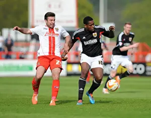 Stevenage V Bristol City Prints: Jay Emmanuel-Thomas vs Michael Doughty: Intense Moment in Stevenage vs Bristol City Football Match