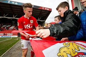 Images Dated 5th March 2016: Joe Bryan of Bristol City Greets Young Fans After Match Against Cardiff City