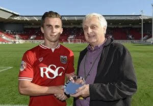 Images Dated 15th August 2015: Joe Meredith Receives Man of the Match Honors vs. Brentford in Sky Bet Championship (15/08/2015)