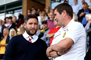 Images Dated 13th August 2016: Johnson and Clough Pre-Match Chat: Burton Albion vs. Bristol City