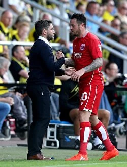 Images Dated 13th August 2016: Johnson and Tomlin: A Moment of Sportsmanship - Burton Albion vs. Bristol City, 2016