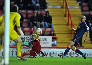 Bristol City V Blackpool Prints: Jon Stead Centers the Ball: A Pivotal Moment in Bristol City vs
