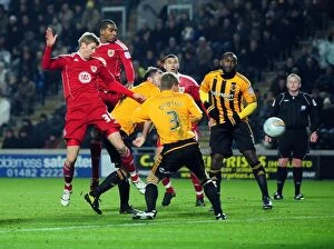 Hull City v Bristol City Collection: Jon Stead's Close Call: Hull City vs. Bristol City Championship Clash (18/12/2010)