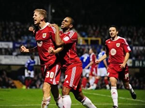 Images Dated 28th September 2010: Jon Stead's Euphoric Goal Celebration: Portsmouth vs. Bristol City (Championship 2010)