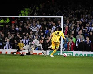 Images Dated 20th March 2010: Jonas Gutierrez Scores Newcastle United's First Goal Against Bristol City in 2010 Championship Match