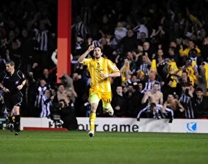 Bristol City v Newcastle Utd Collection: Jonas Gutierrez's Thrilling Goal Celebration: Bristol City vs
