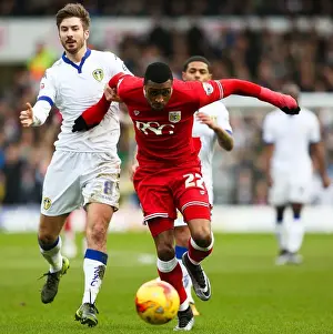 Framed Print : Jonathan Kodjia Dodges Luke Murphy: Thrilling Moment from Leeds United vs. Bristol City Championship Clash
